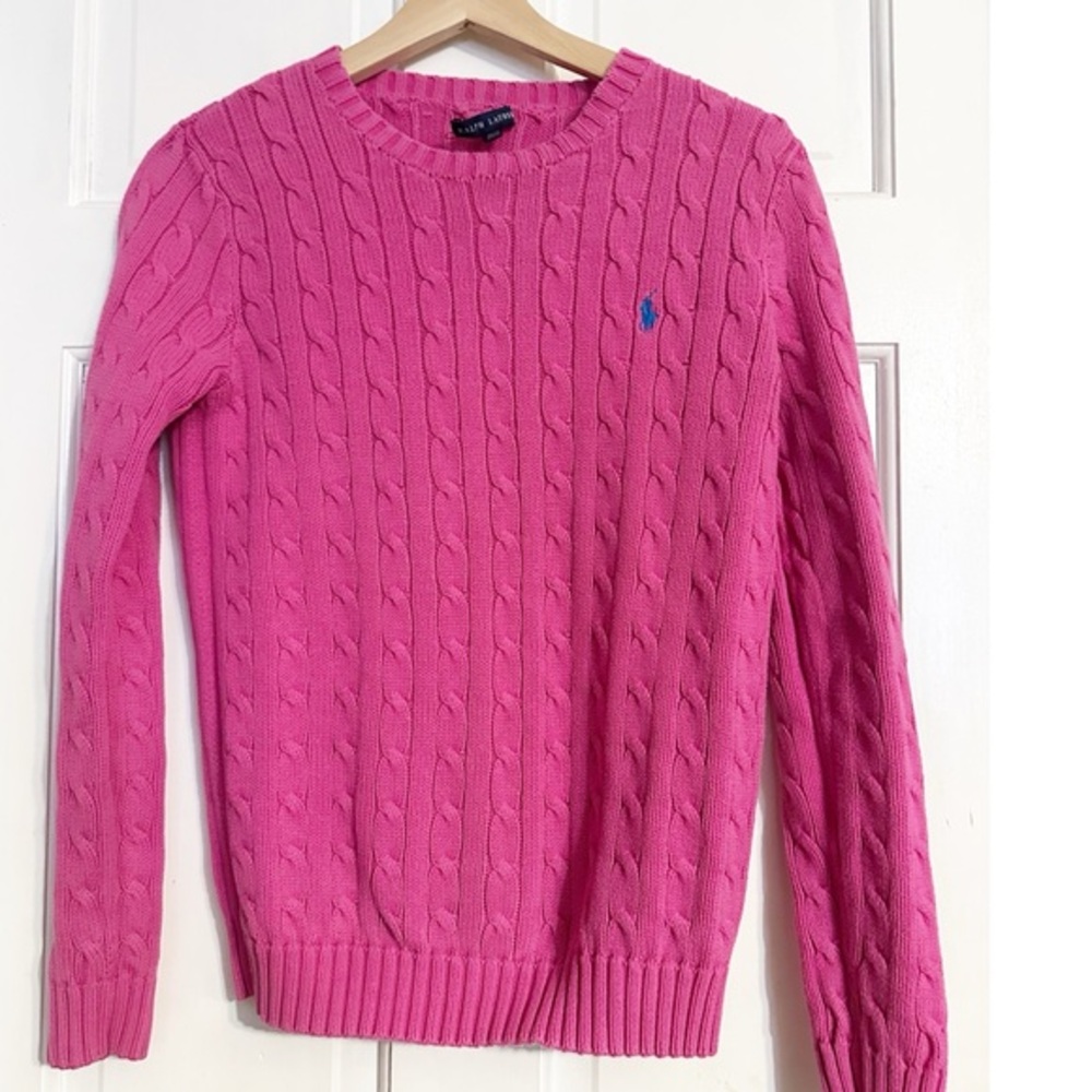Ralph Lauren Cable-Knit Cotton Crewneck Sweater Sz M